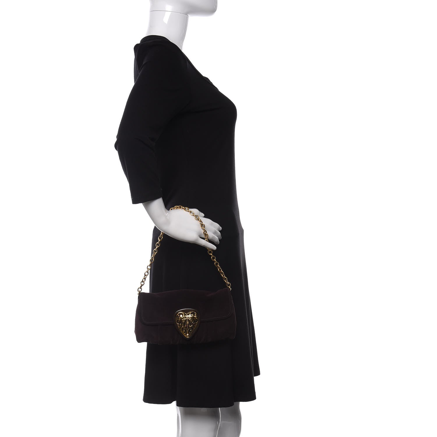 Gucci Suede Babouska Clutch Dark Brown 2 of 10