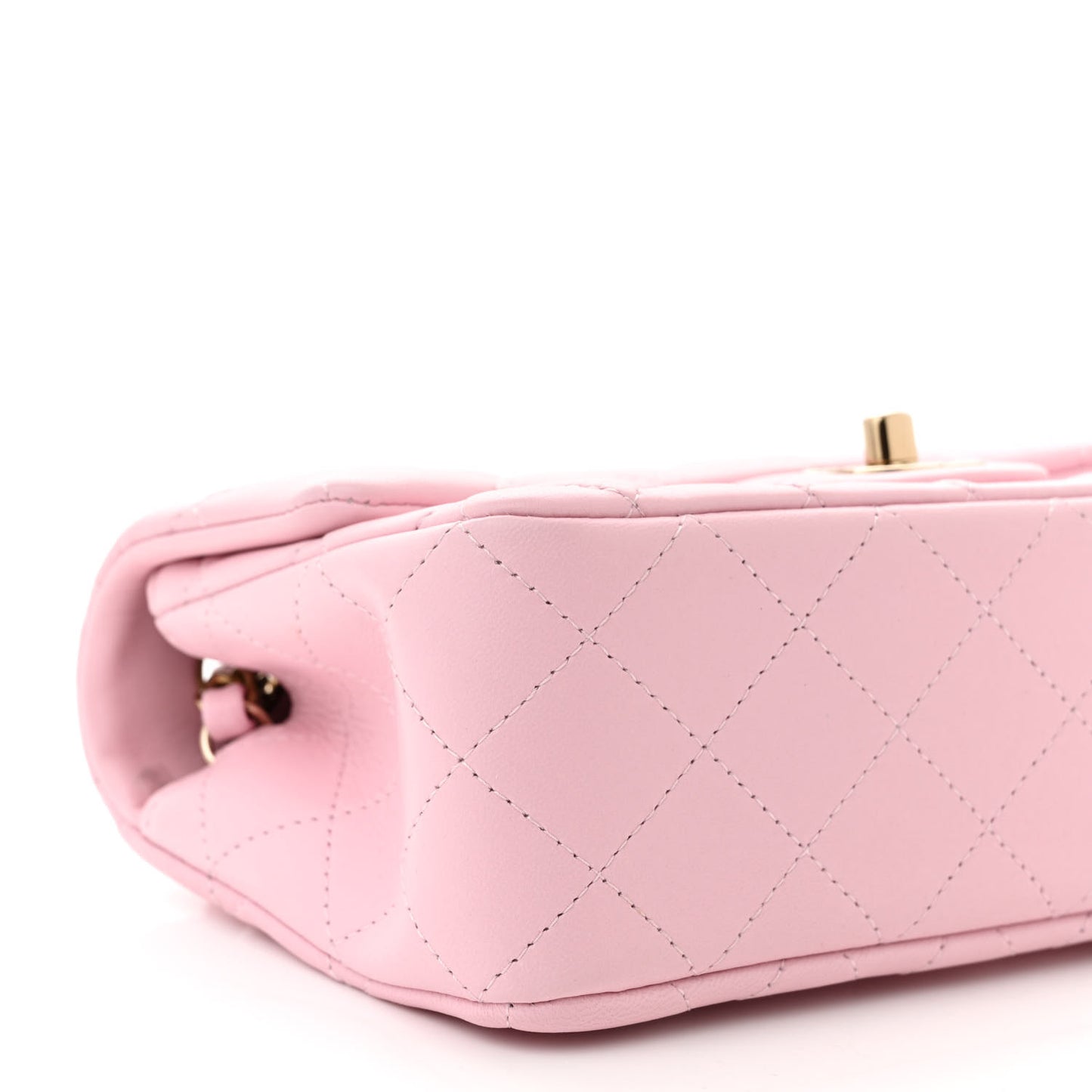 Lambskin Quilted Mini Rectangular Flap Light Pink