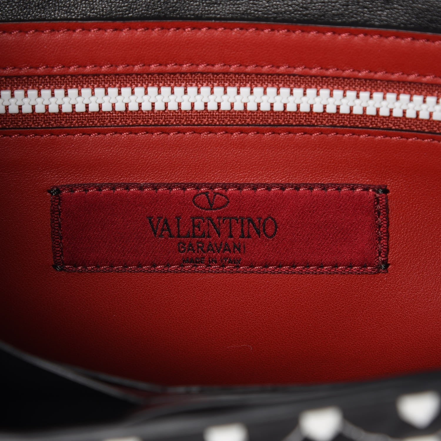 Valentino Garavani Lambskin Free Rockstud Spike Wallet On Chain Black 6 of 9