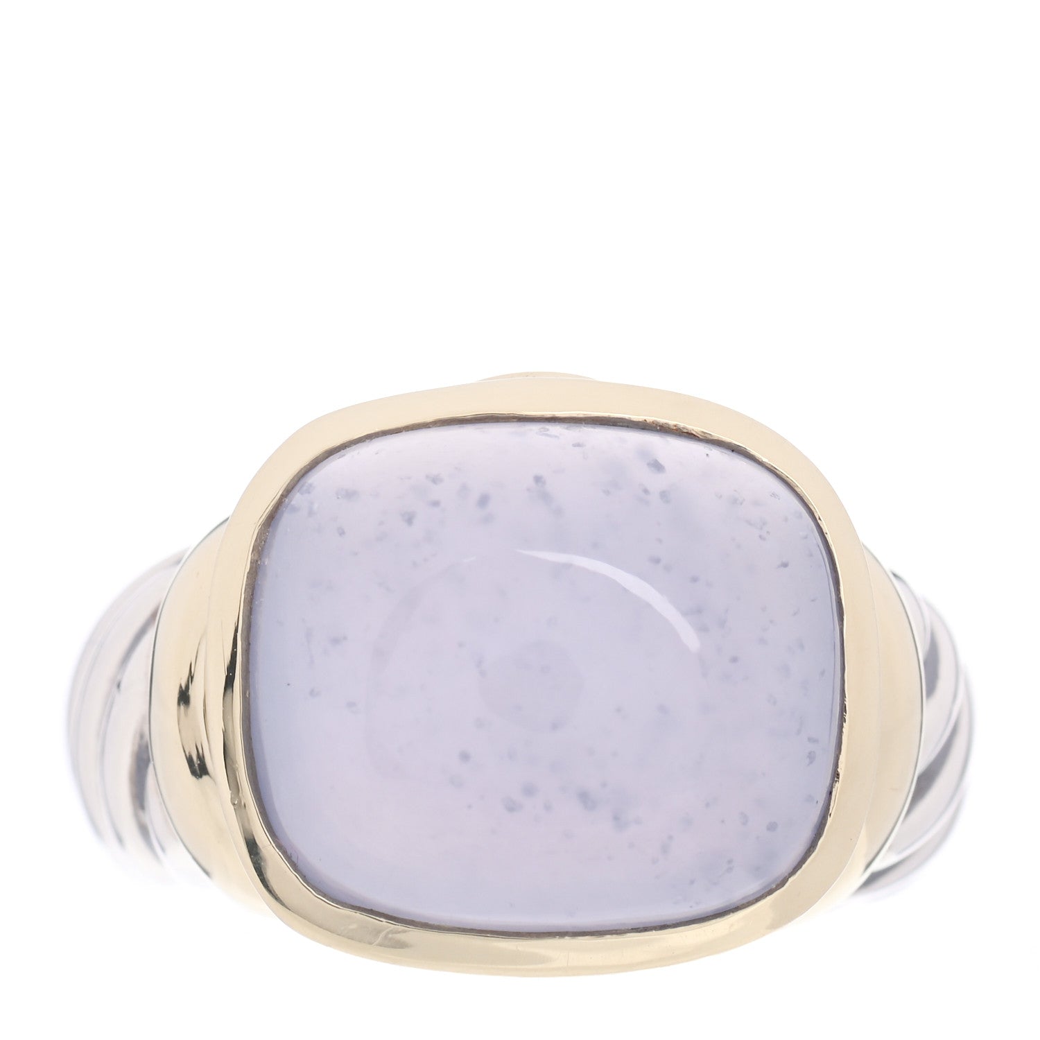 David Yurman Sterling Silver 14K Yellow Gold Chalcedony 14mm Noblesse Ring 52 6 1 of 6