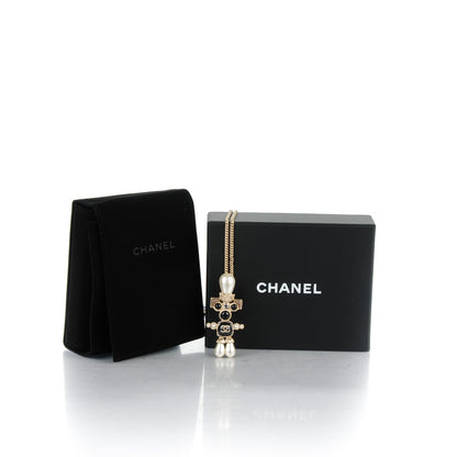 Chanel Resin Glass Pearl Strass Necklace Blue Gray Gold 4 of 4