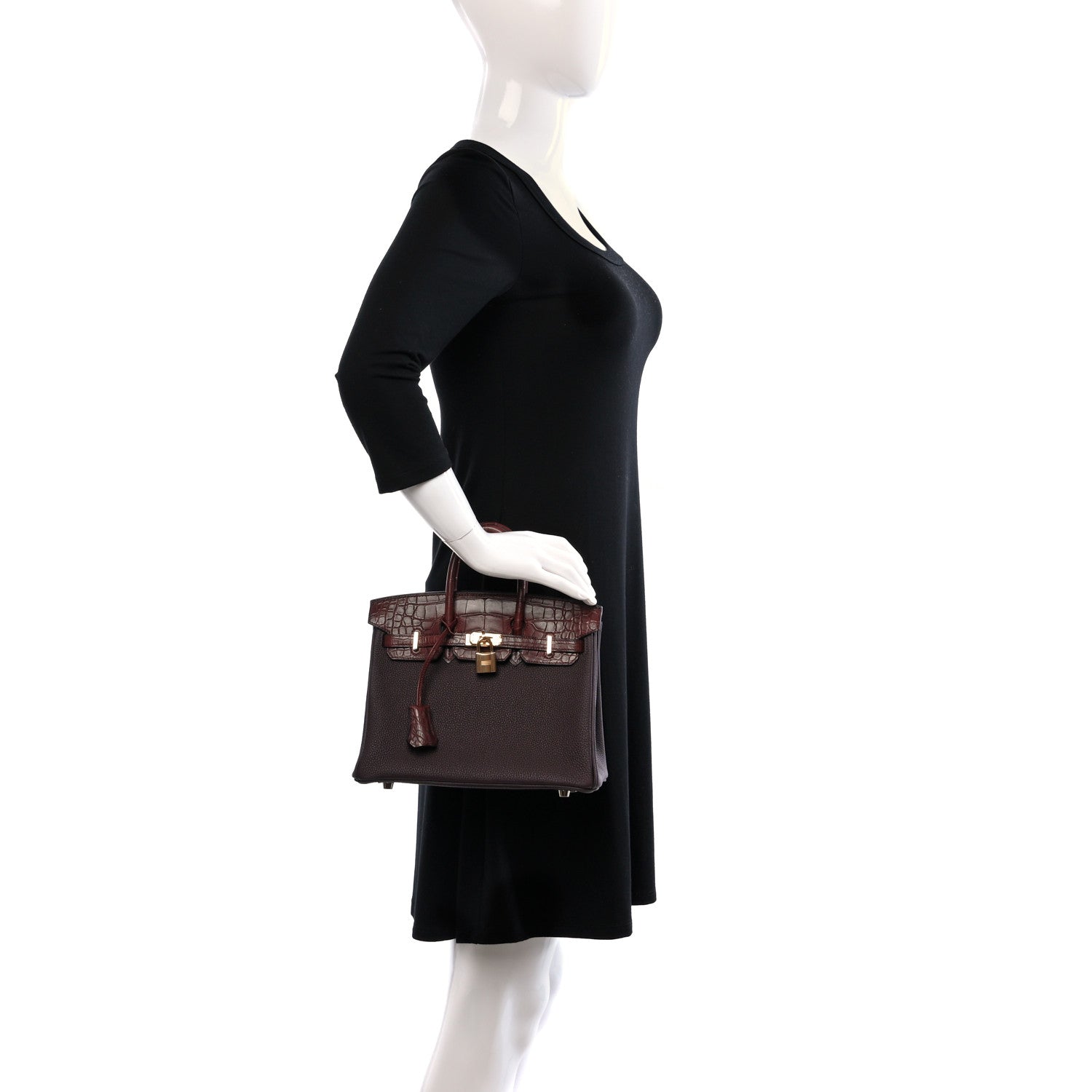 Hermes Togo Matte Alligator Birkin Touch 25 Rouge Sellier Bourgogne 3 of 10