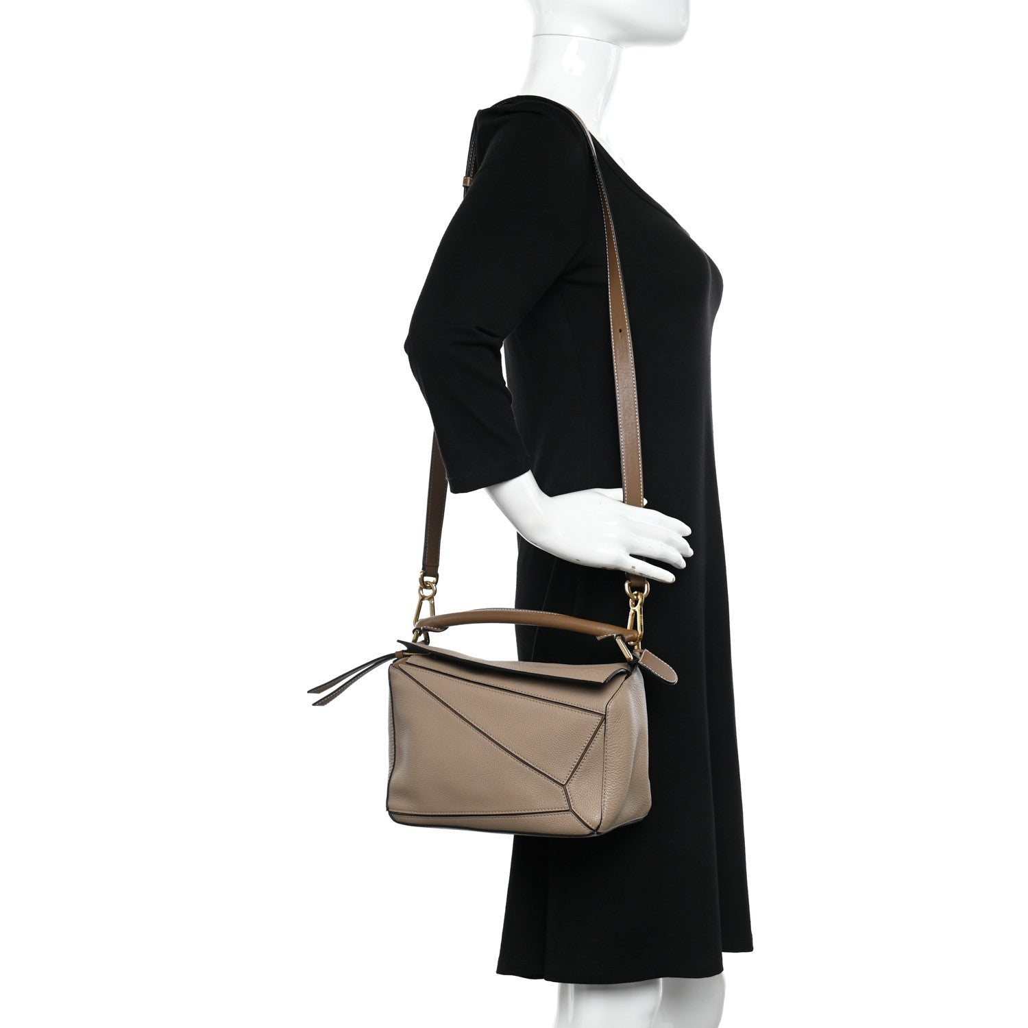 Loewe Grained Calfskin Small Puzzle Bag Sand Mink 2 of 11