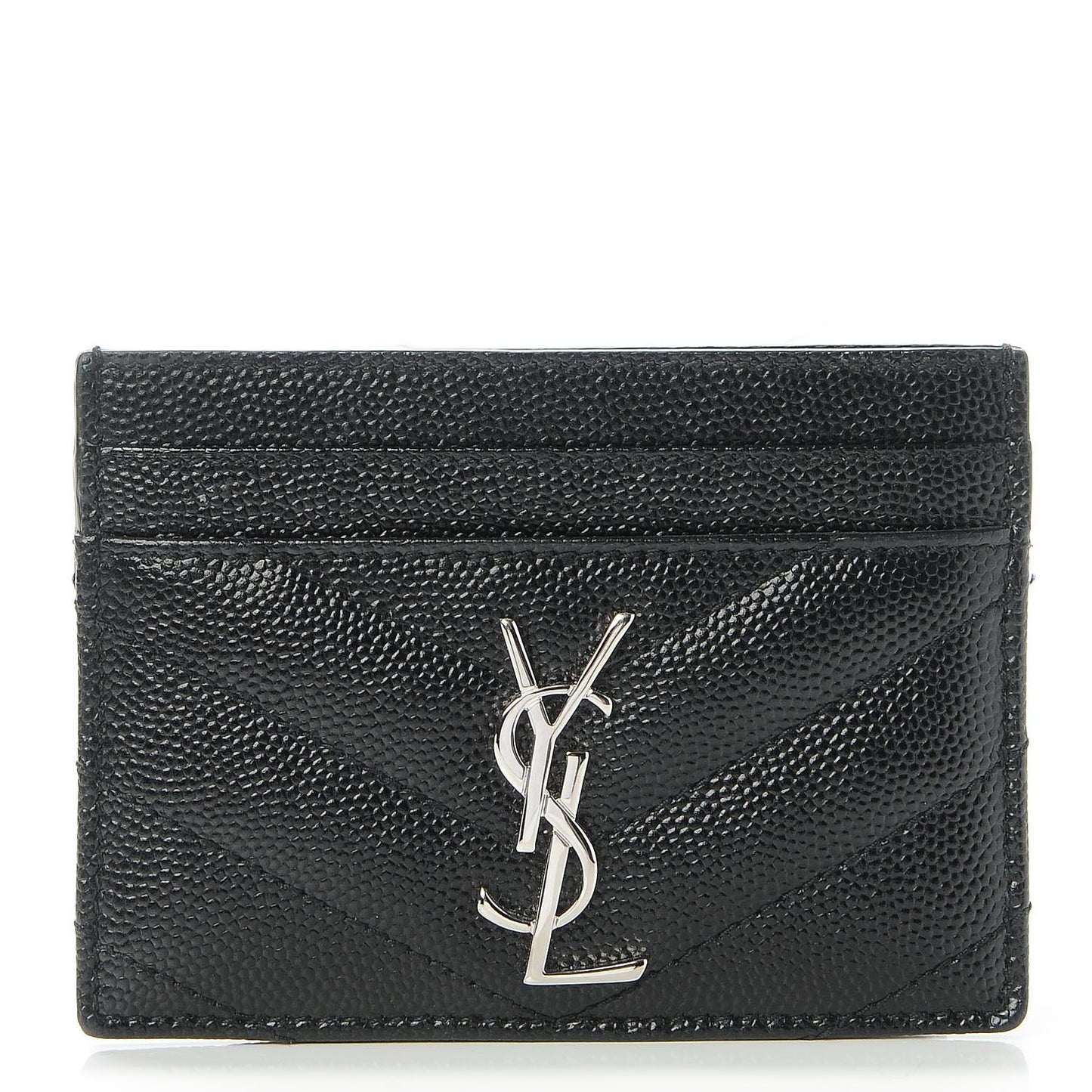 Grain De Poudre Matelasse Chevron Monogram Credit Card Case Black
