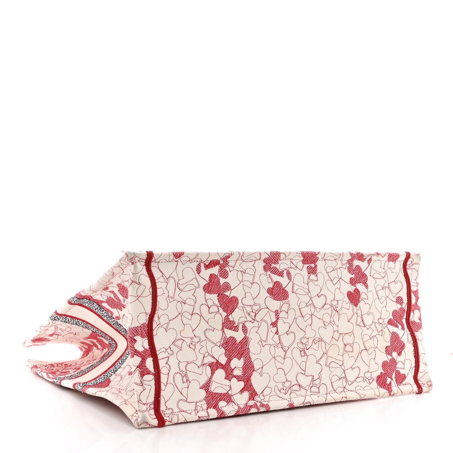 Canvas Embroidered Large Dioramour D-Royaume Book Tote Red Multicolor