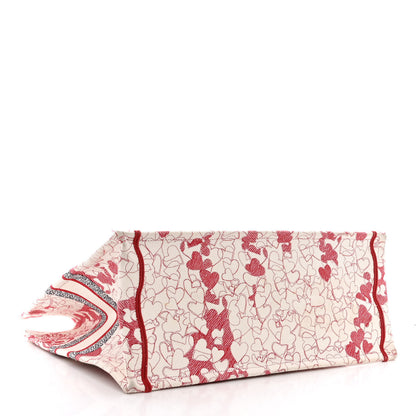 Christian Dior Canvas Embroidered Large Dioramour D-Royaume Book Tote Red Multicolor 4 of 16