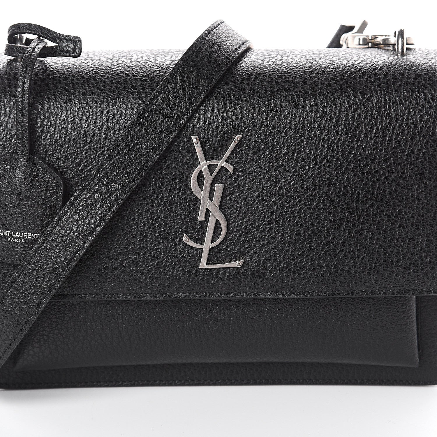 Saint Laurent Grained Calfskin Medium Monogram Sunset Satchel Black 6 of 8