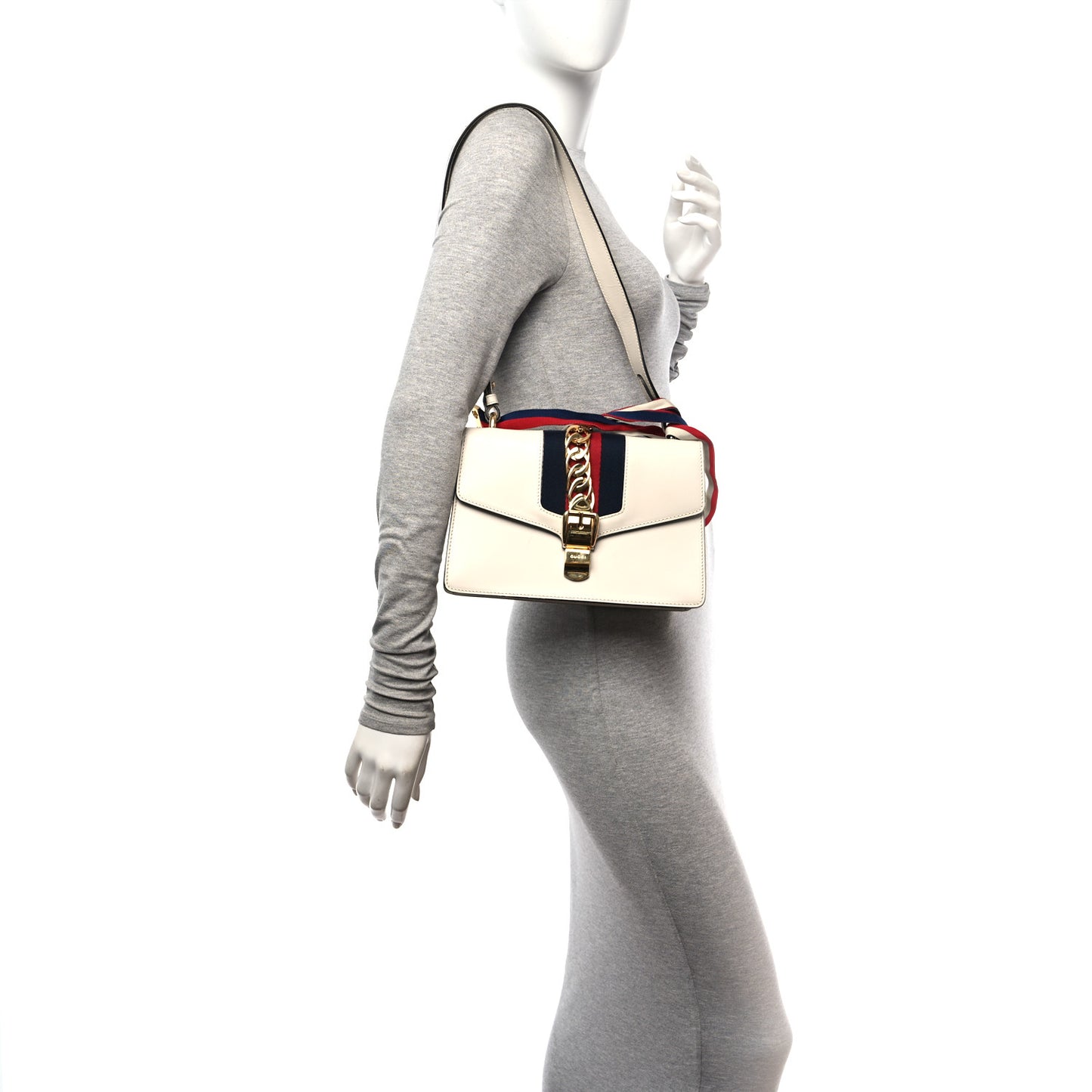 Calfskin Small Sylvie Shoulder Bag Off White