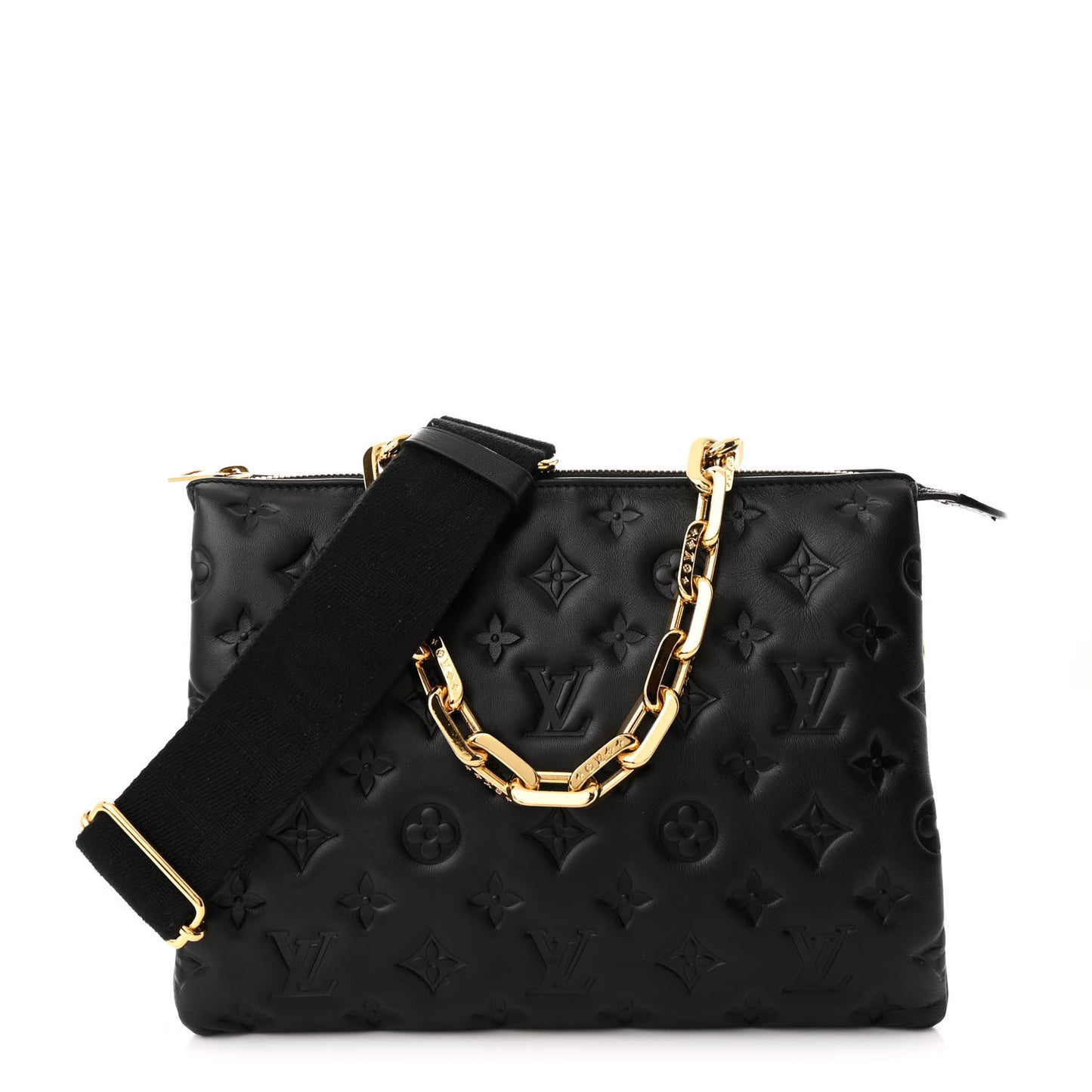 Lambskin Embossed Monogram Coussin PM Black