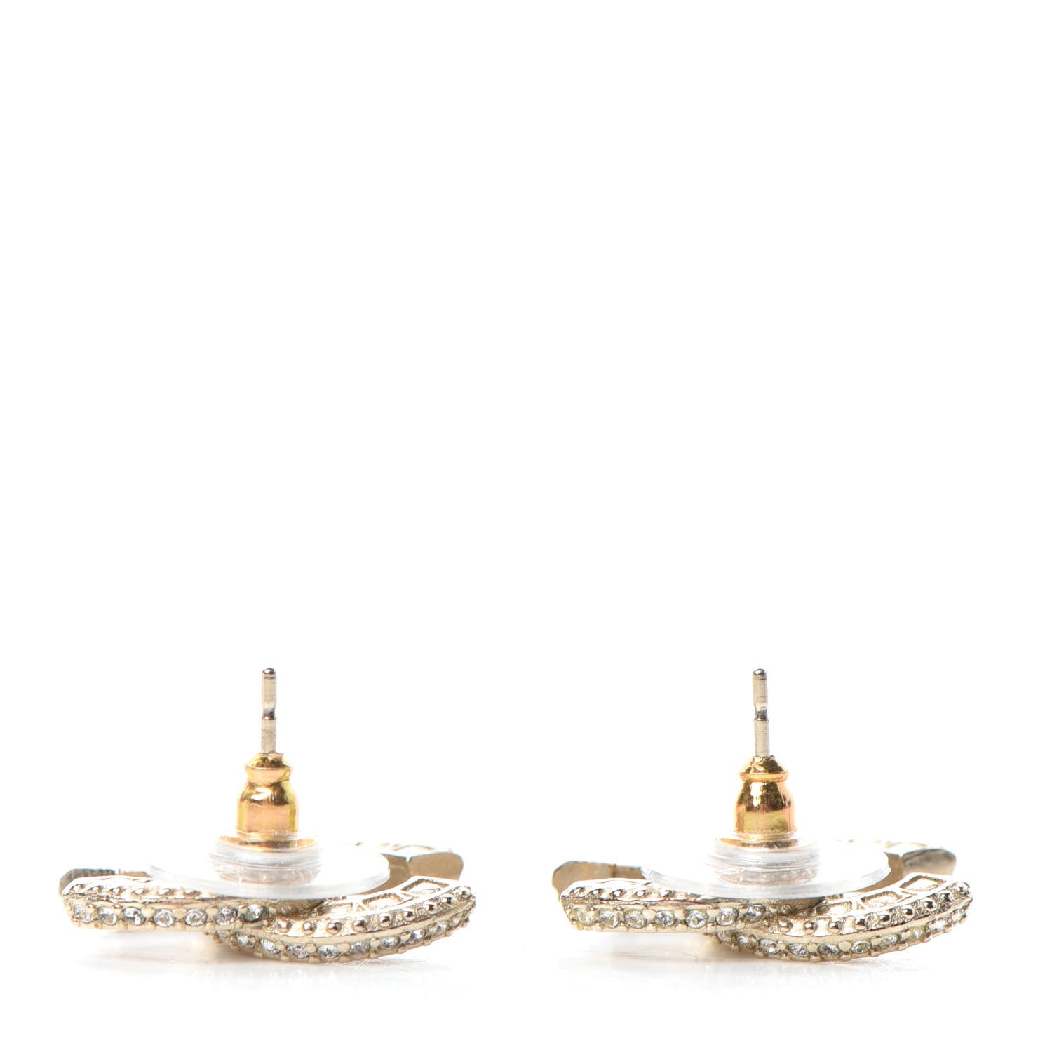 Chanel Crystal CC Earrings Gold 3 of 4