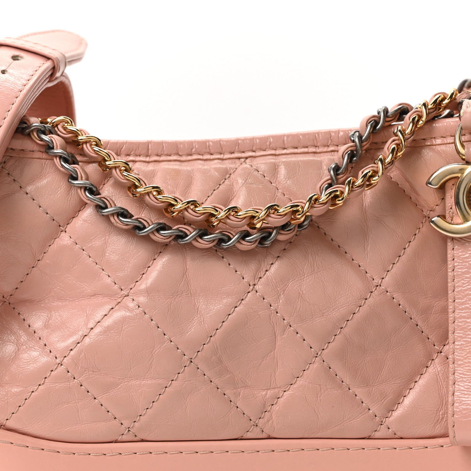 Chanel Aged Calfskin Quilted Small Gabrielle Hobo Pink 8 of 10