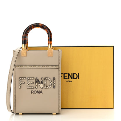 Fendi Vitello King Plexiglass Elaphe Snakeskin Print Logo Mini Fendi Sunshine Shopper Tote Nuvola Daisy Roccia 11 of 11