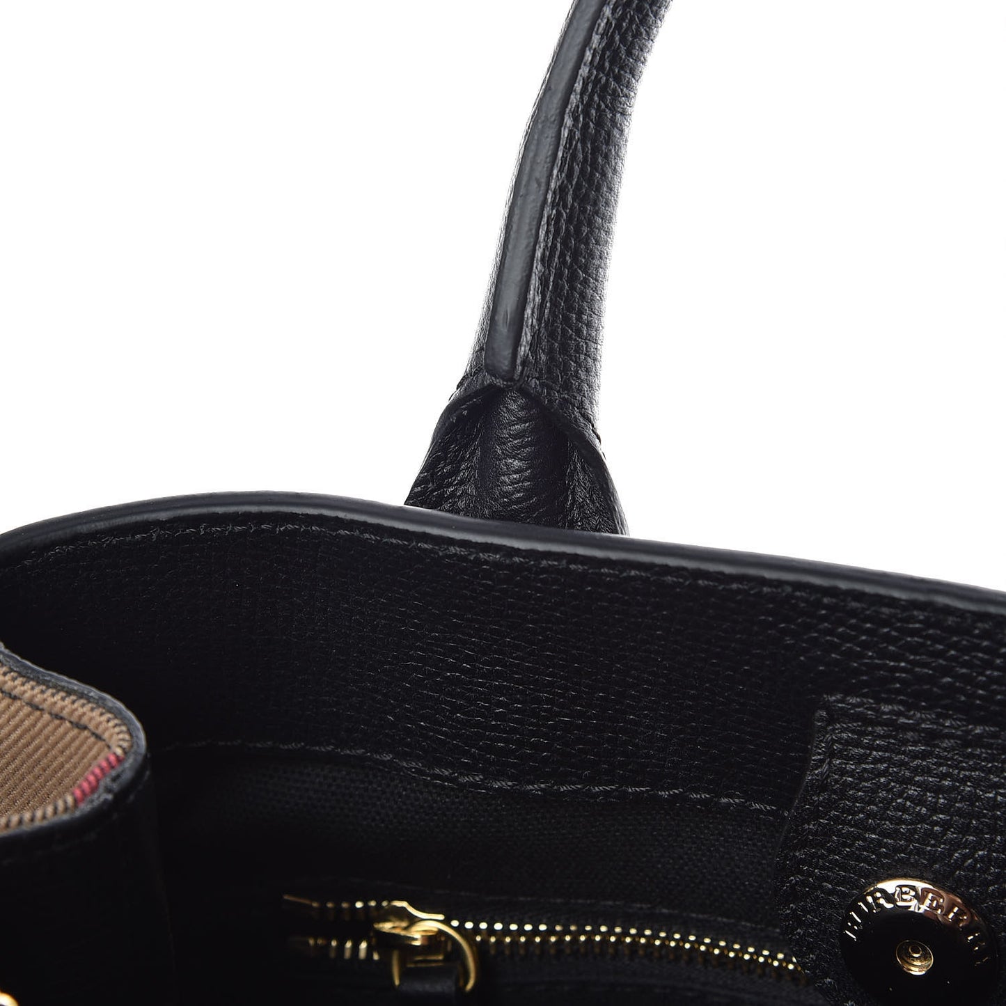 Grainy Calfskin House Check Small Banner Tote Black