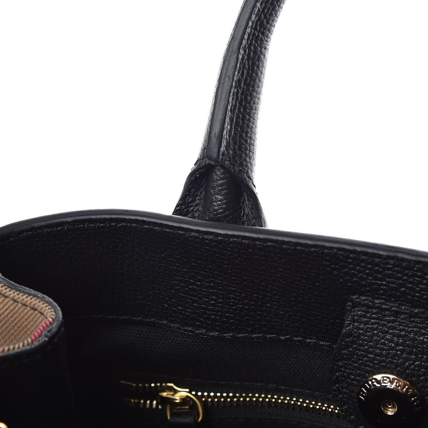 Burberry Grainy Calfskin House Check Small Banner Tote Black 8 of 12