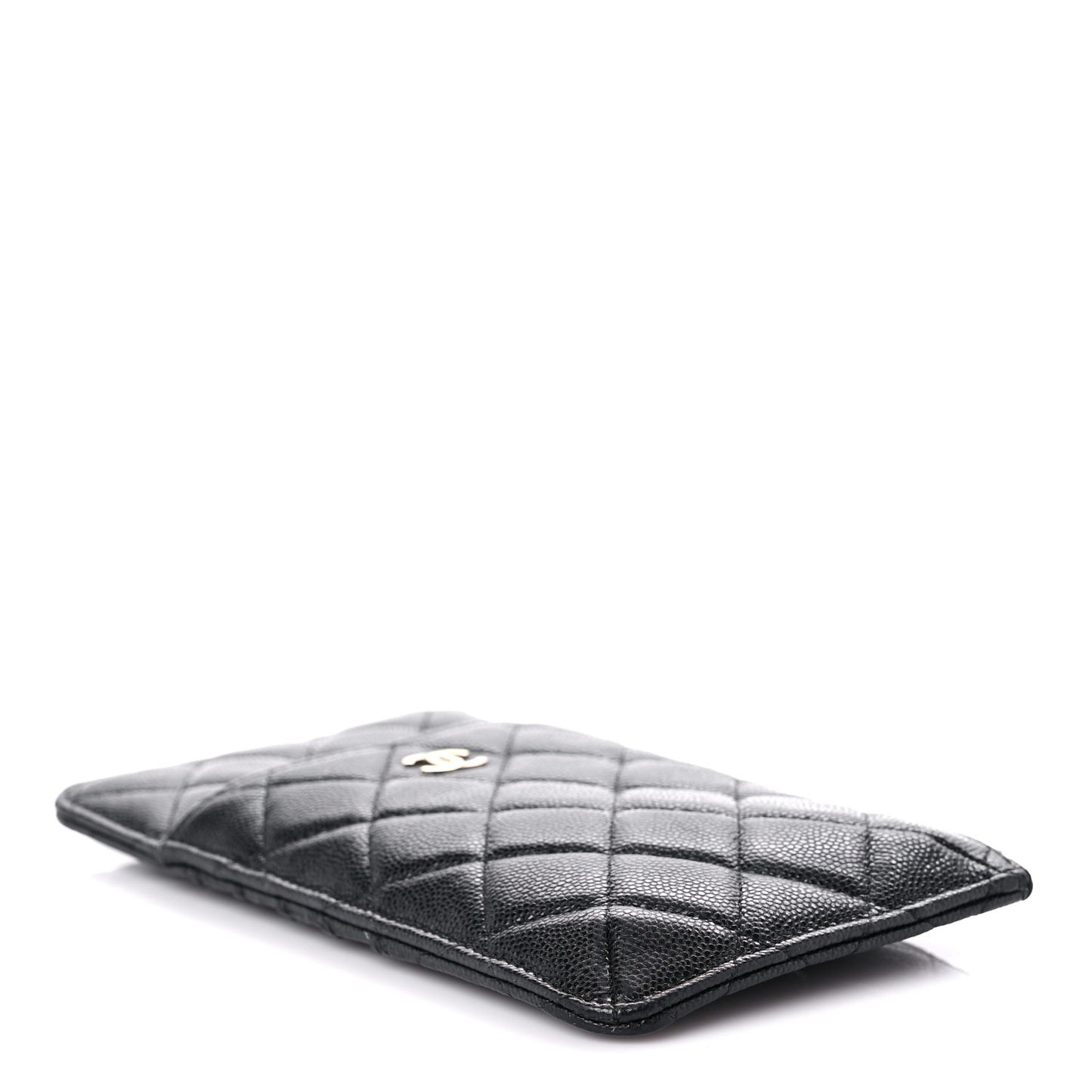Caviar Quilted Classic Flat Wallet Pouch Black