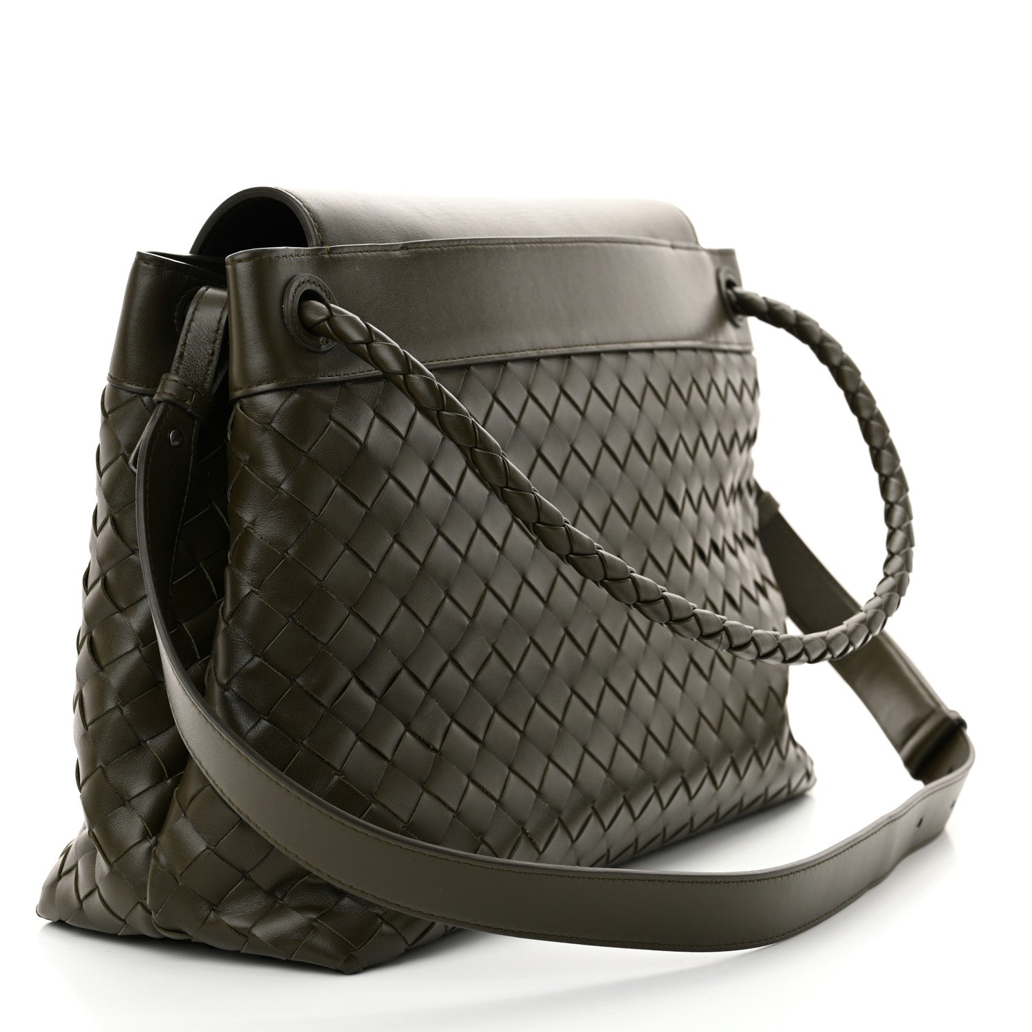 Bottega Veneta Calfskin Intrecciato Medium Andiamo Messenger Bag Kaki 3 of 10