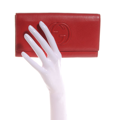 Gucci Pebbled Calfskin Soho Continental Wallet Red 2 of 7