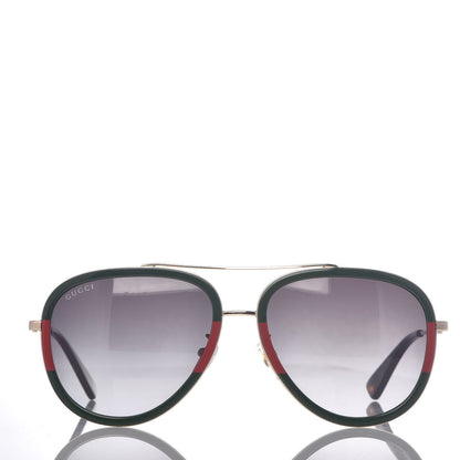 Gucci Web Aviator Sunglasses GG0062S Green Red 4 of 7