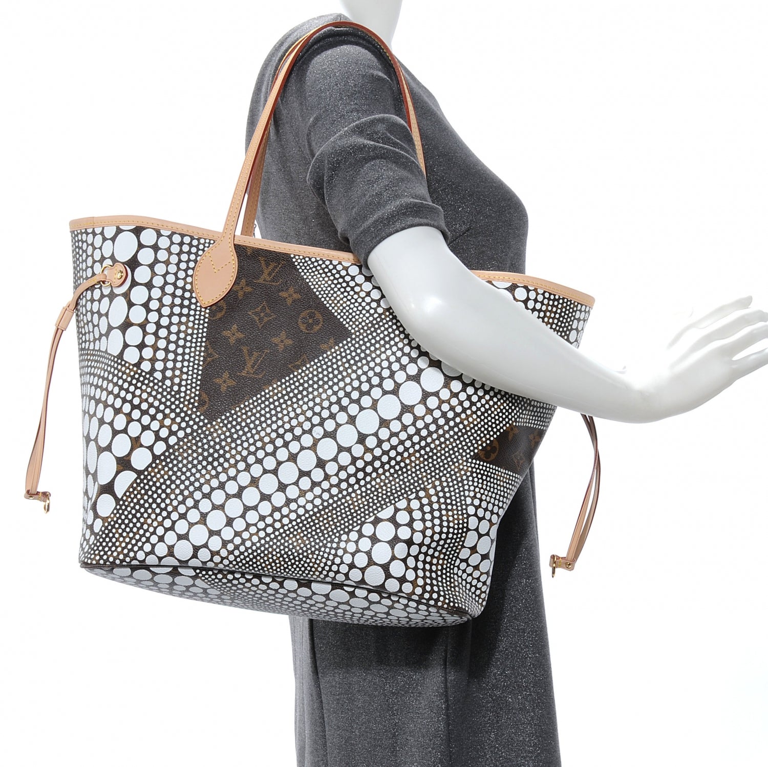 Louis Vuitton Monogram Kusama Waves Neverfull MM White 2 of 8