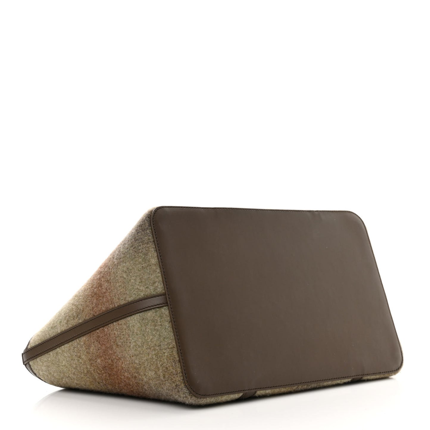 Blurred Double Cashmere Calfskin Plaid Small Carry Everything Tote Pecan Nut Green Cayenne Mel