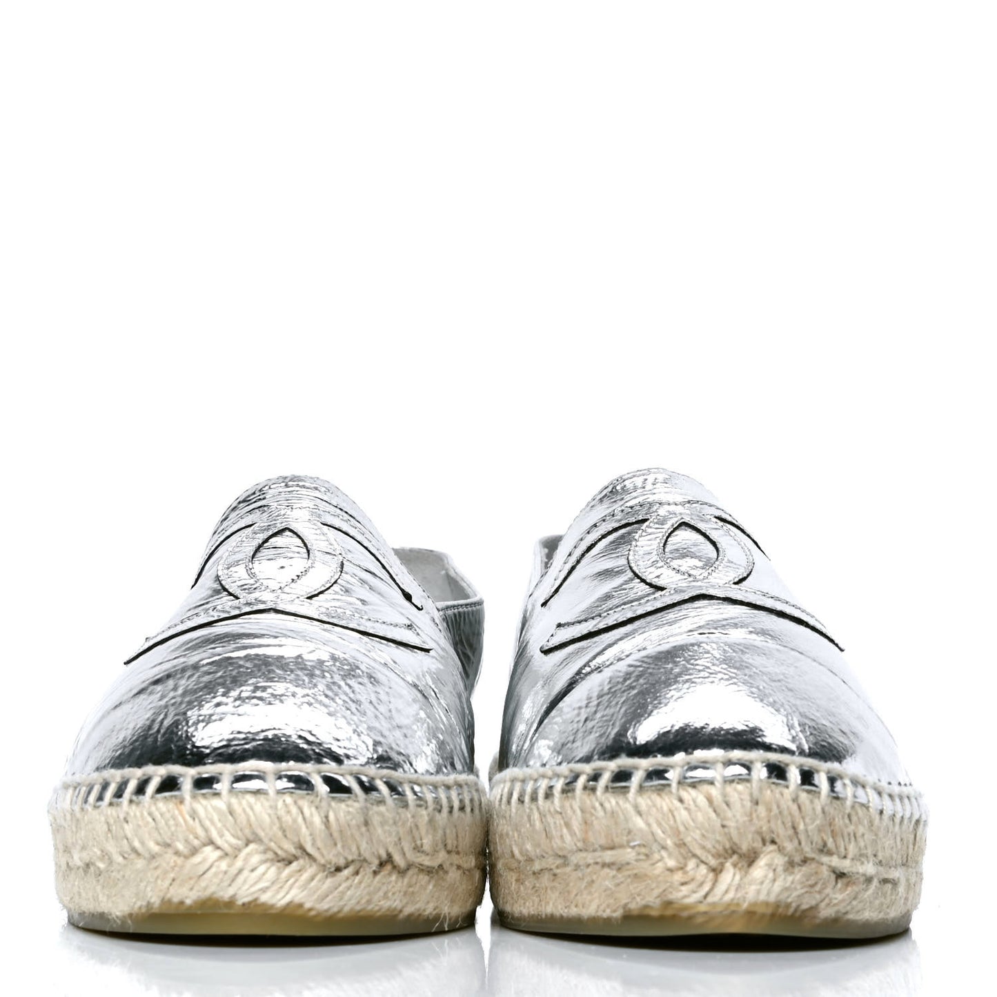 Laminated Goatskin CC Espadrilles 39 Silver