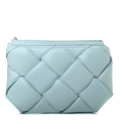 Bottega Veneta Paper Calfskin Maxi Intrecciato Padded Pouch Clutch Spearmint 1 of 10
