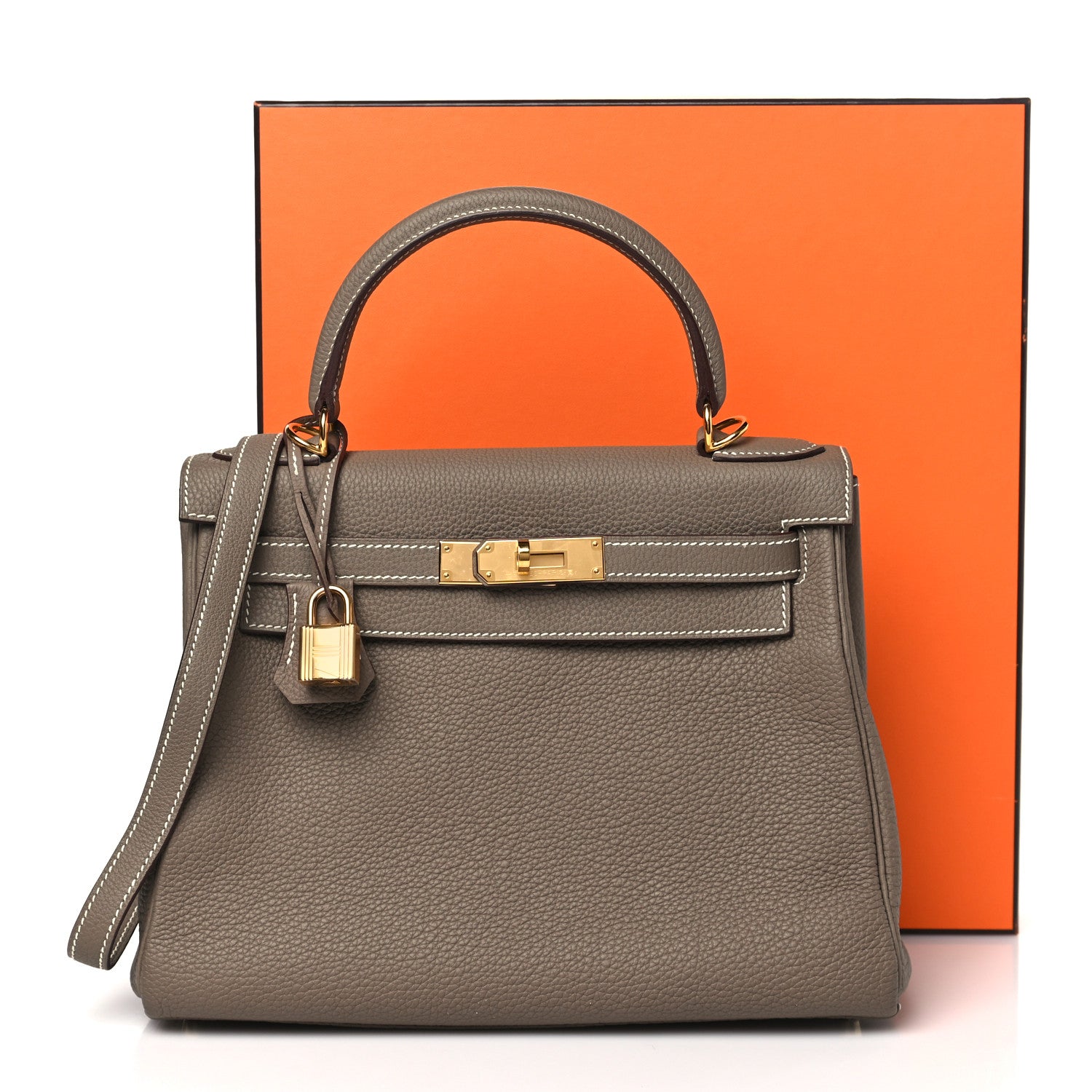 Hermes Taurillon Clemence Kelly Retourne 28 Etoupe 11 of 11