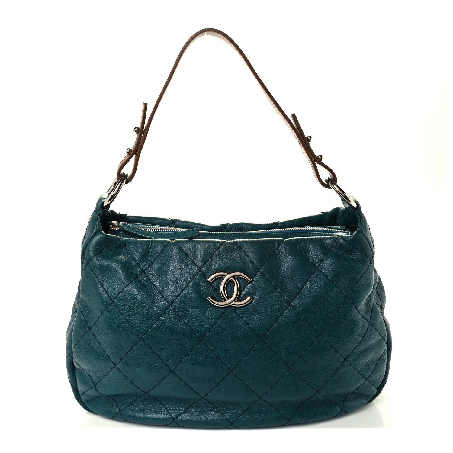 Chanel Glazed Calfskin On The Road Hobo Blue 1 of 10
