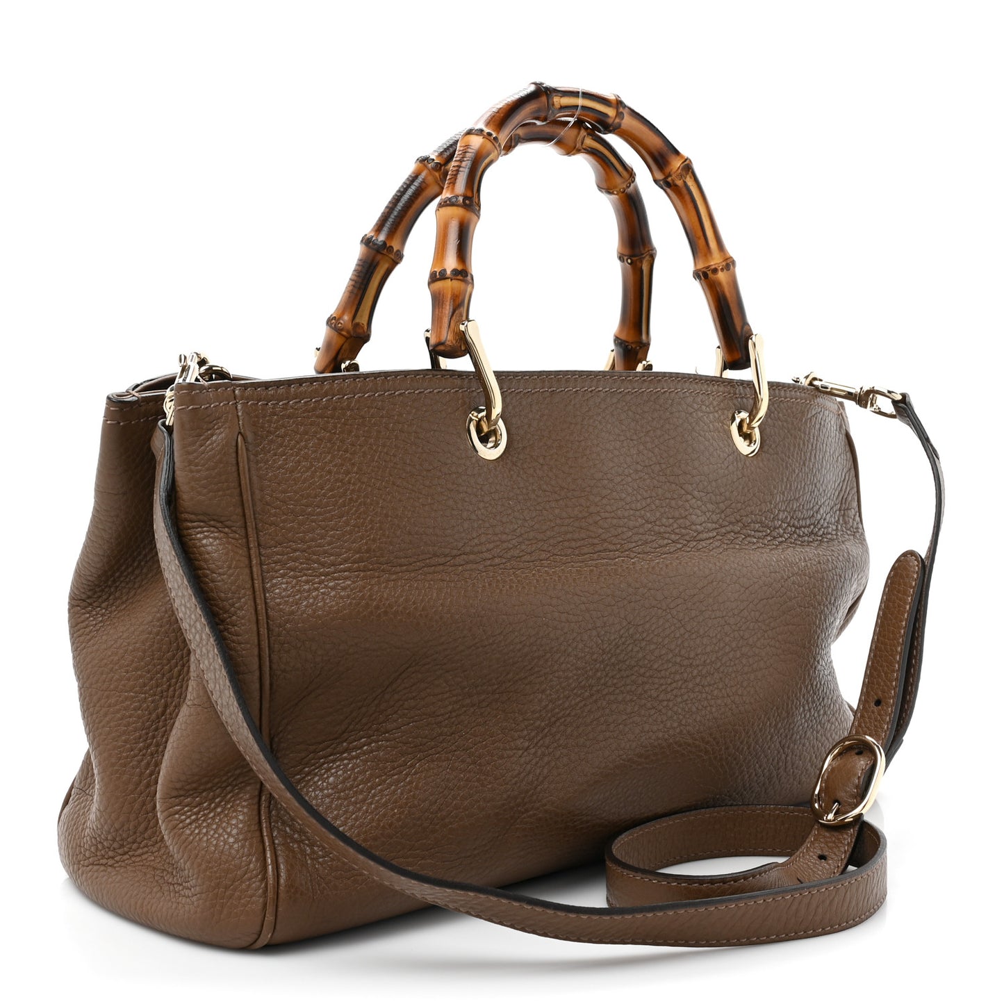Pebbled Calfskin Medium Bamboo Shopper Tote Acero