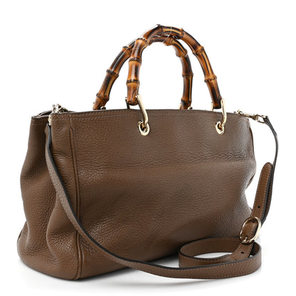 Gucci Pebbled Calfskin Medium Bamboo Shopper Tote Acero 3 of 16