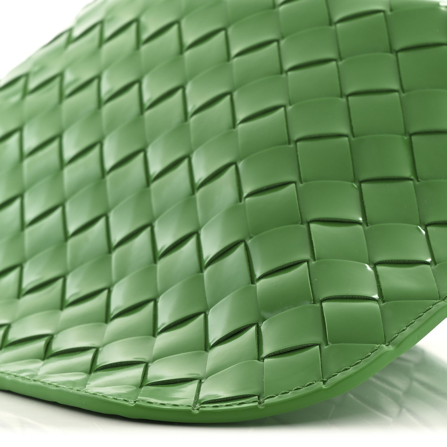 Brushed Calfskin Intrecciato Cradle Fold Over Shoulder Bag Parakeet