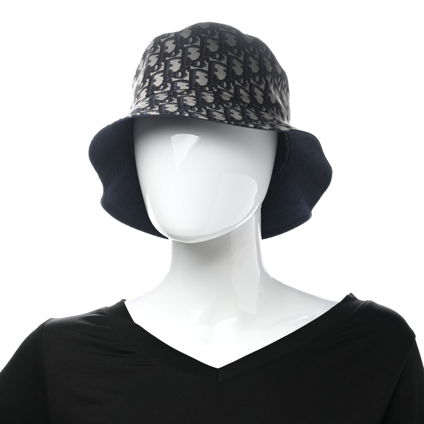 Polyester Cotton Oblique Reversible Teddy-D Brim Bucket Hat 56 Black