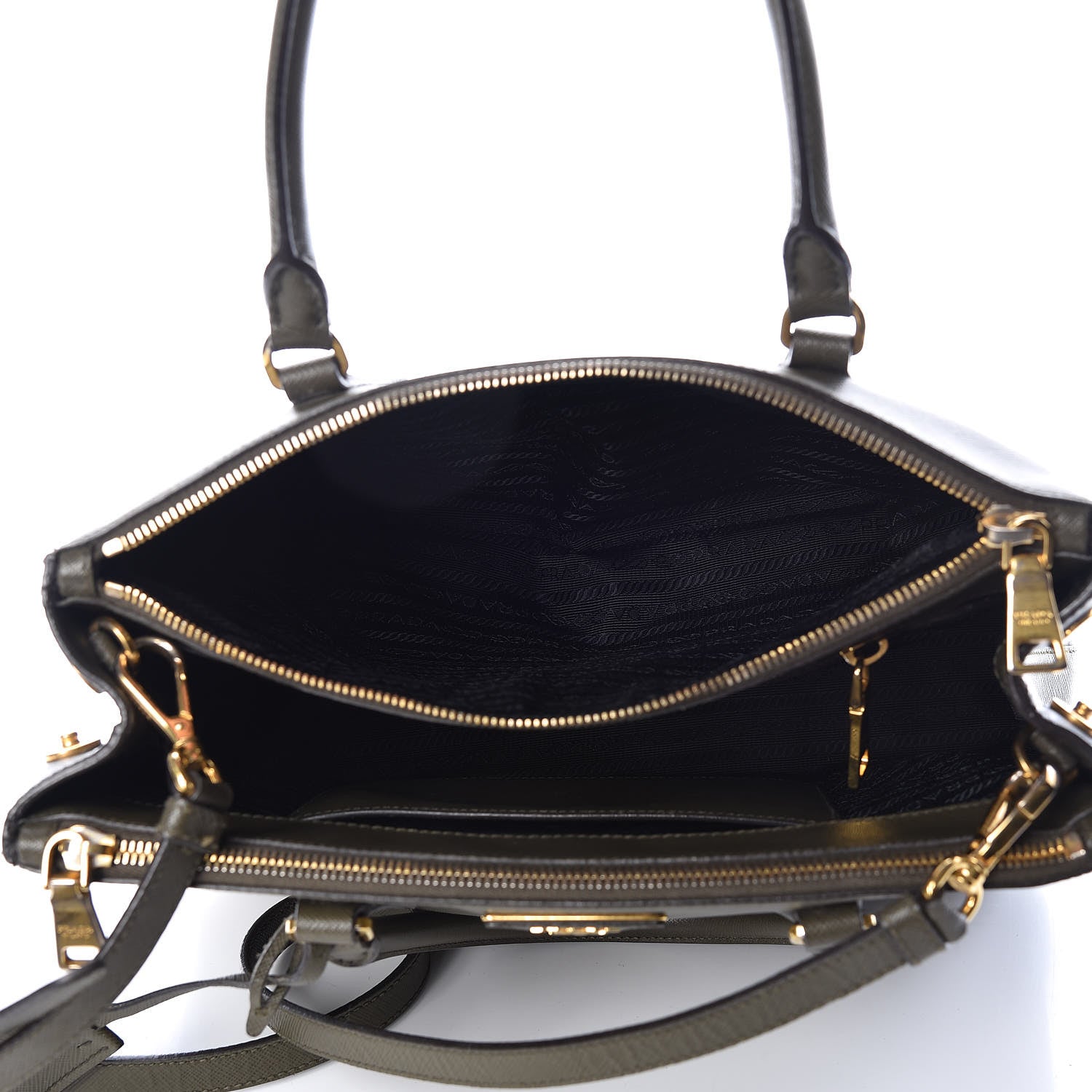 Prada Saffiano Small Galleria Double Zip Tote Militare 8 of 16