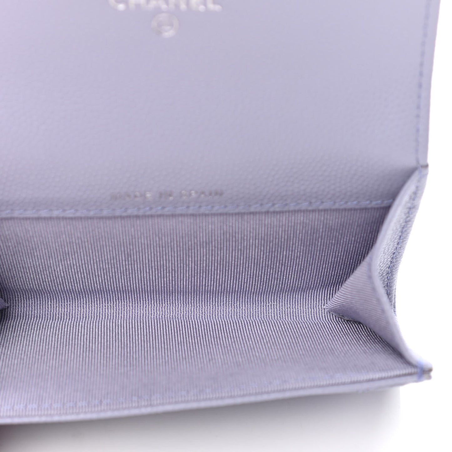 Caviar Quilted Flap Card Holder Wallet Light Purple