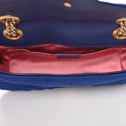 Gucci Velvet Matelasse Mini GG Marmont Shoulder Bag Cobalt Blue 5 of 7