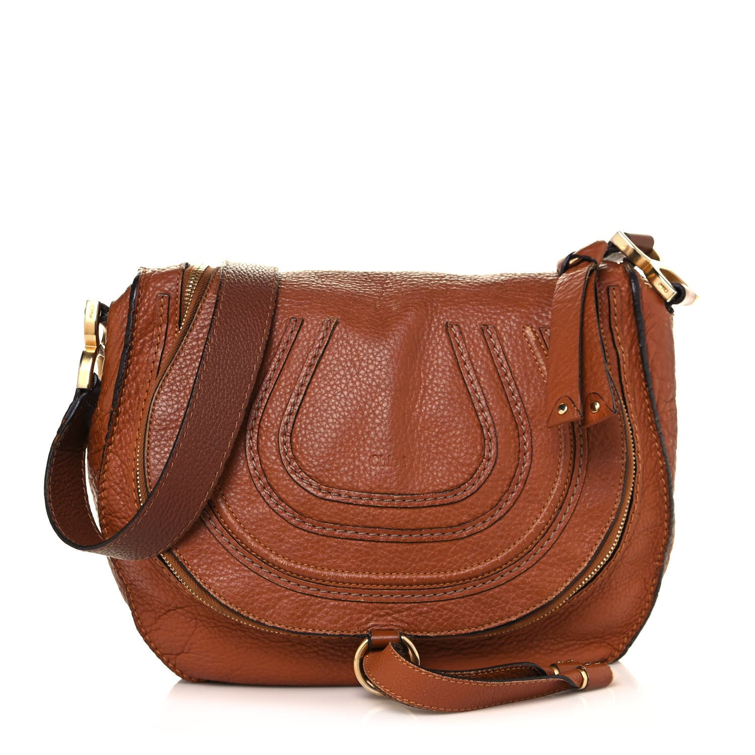 Chloe Calfskin Medium Marcie Round Zip Crossbody Bag Tan 1 of 16