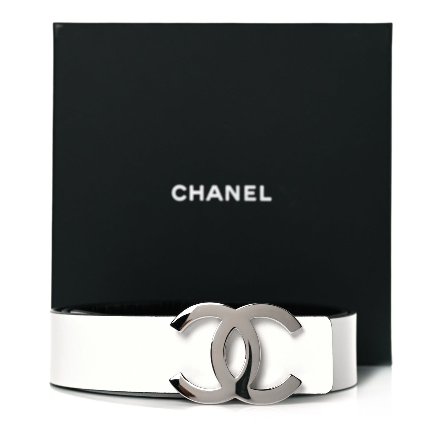 Patent Calfskin CC Reversible Belt 90 Black White