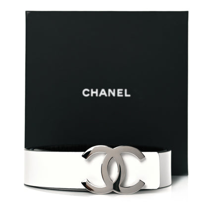 Chanel Patent Calfskin CC Reversible Belt 90 Black White 5 of 5