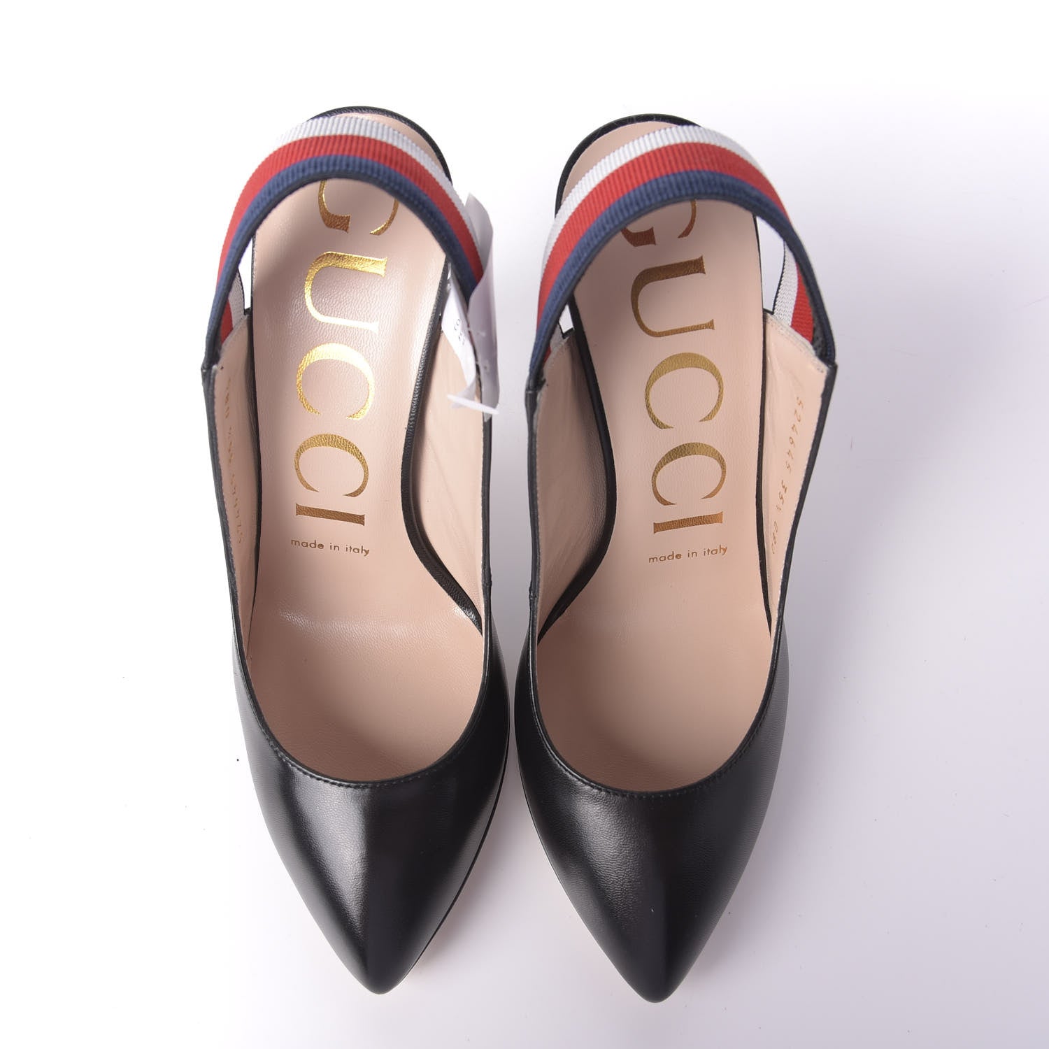 Gucci Malaga Kid Web Sylvie High Heel Slingback Pumps 35.5 Black 5 of 11