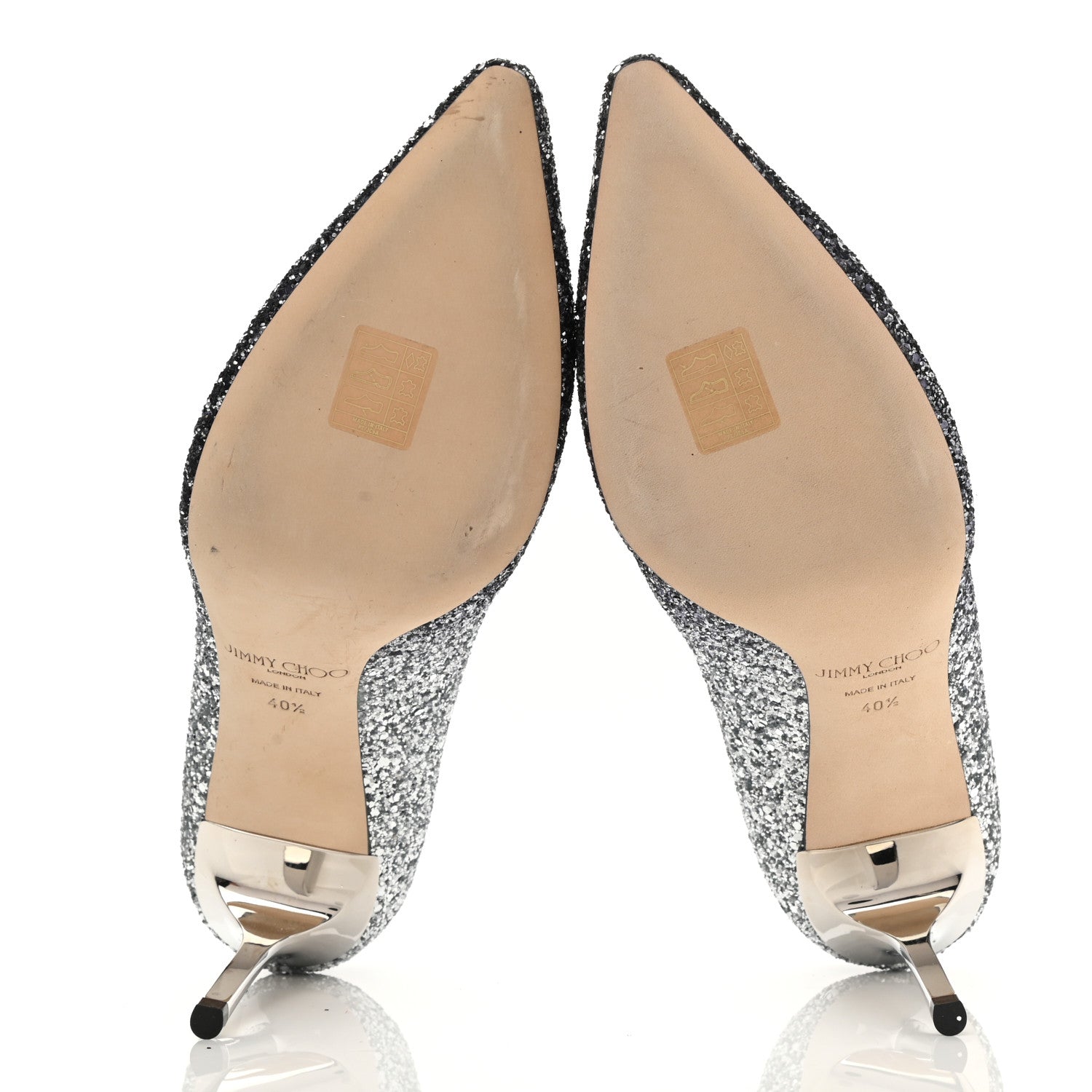 Jimmy Choo Coarse Glitter Degrade Pointy Toe Romy 100 Pumps 40.5 Navy Silver 5 of 7