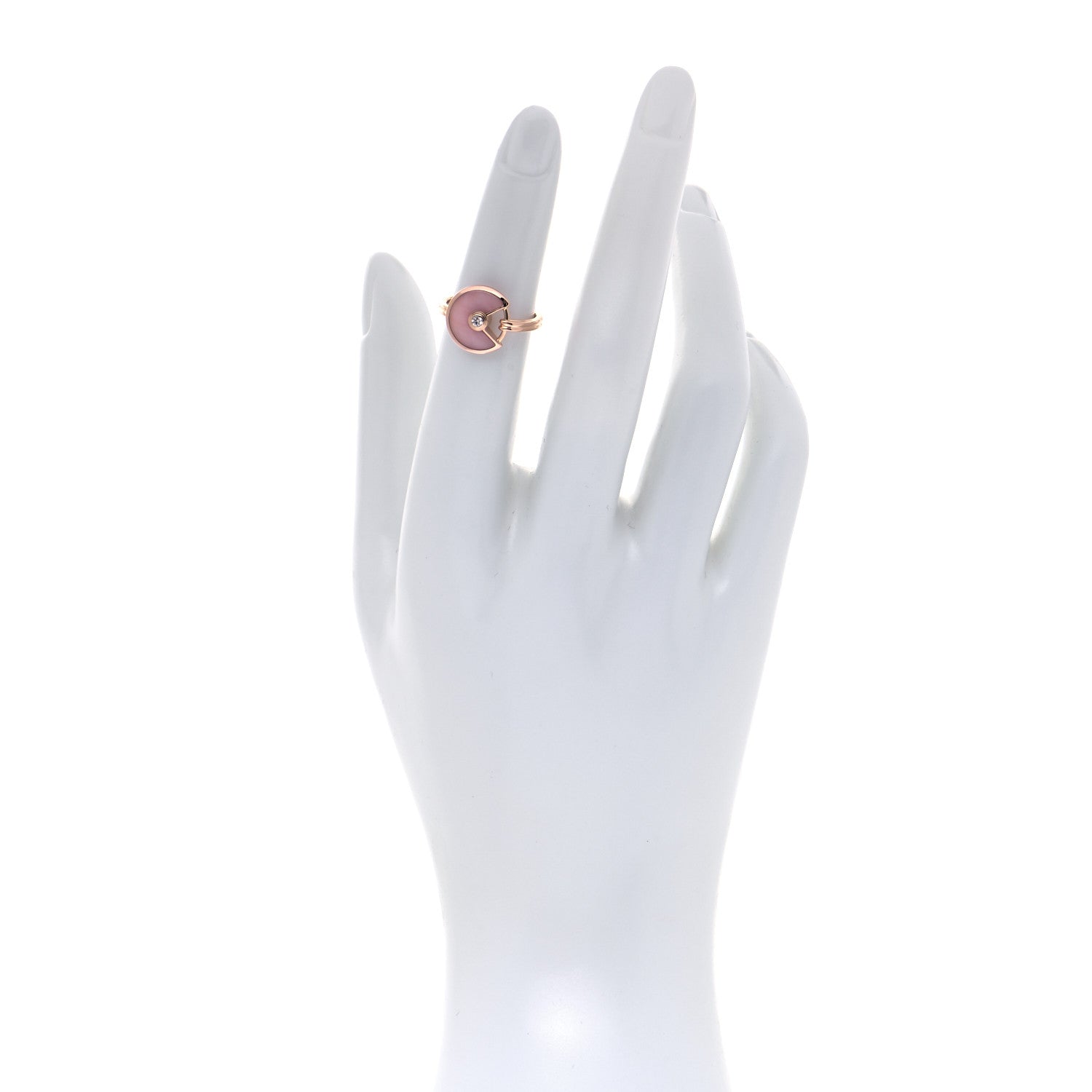 Cartier 18K Pink Gold Diamond Pink Opal Amulette de Cartier Ring 48 4.5 2 of 5