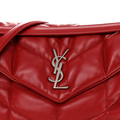 Saint Laurent Lambskin Quilted Medium Loulou Puffer Monogram Chain Satchel Red 9 of 11