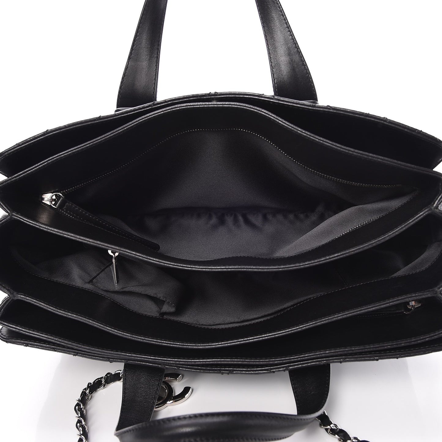 Lambskin Quilted Large Easy Carry Shopping Tote Black