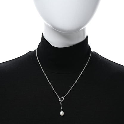 Tiffany Sterling Silver Cultured Pearl 7.5-9mm Elsa Peretti Open Heart Lariat Necklace 3 of 4