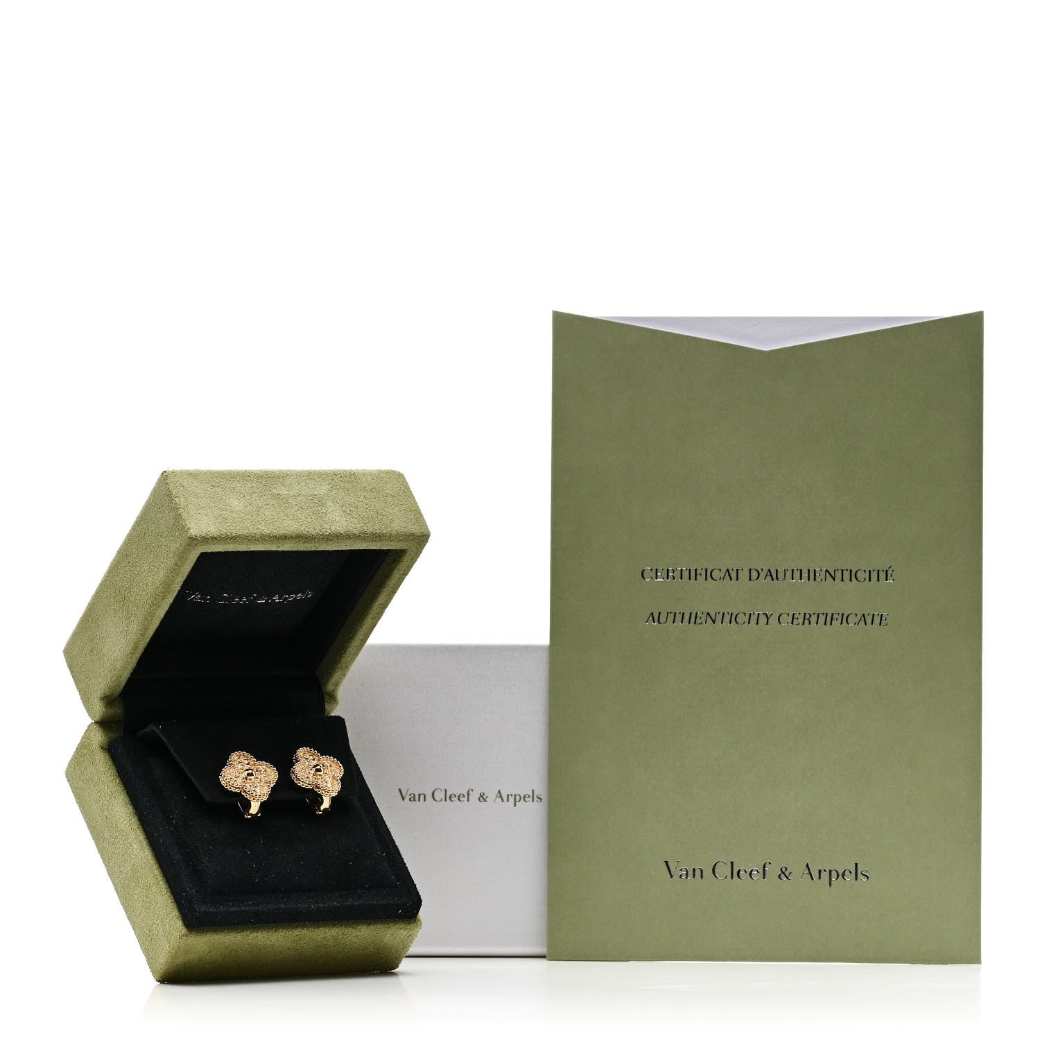 Van Cleef & Arpels 18K Yellow Gold Vintage Alhambra Earrings 5 of 5