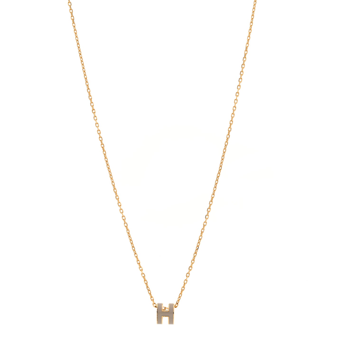 Lacquered Gold Mini Pop H Pendant Necklace Marron Glace