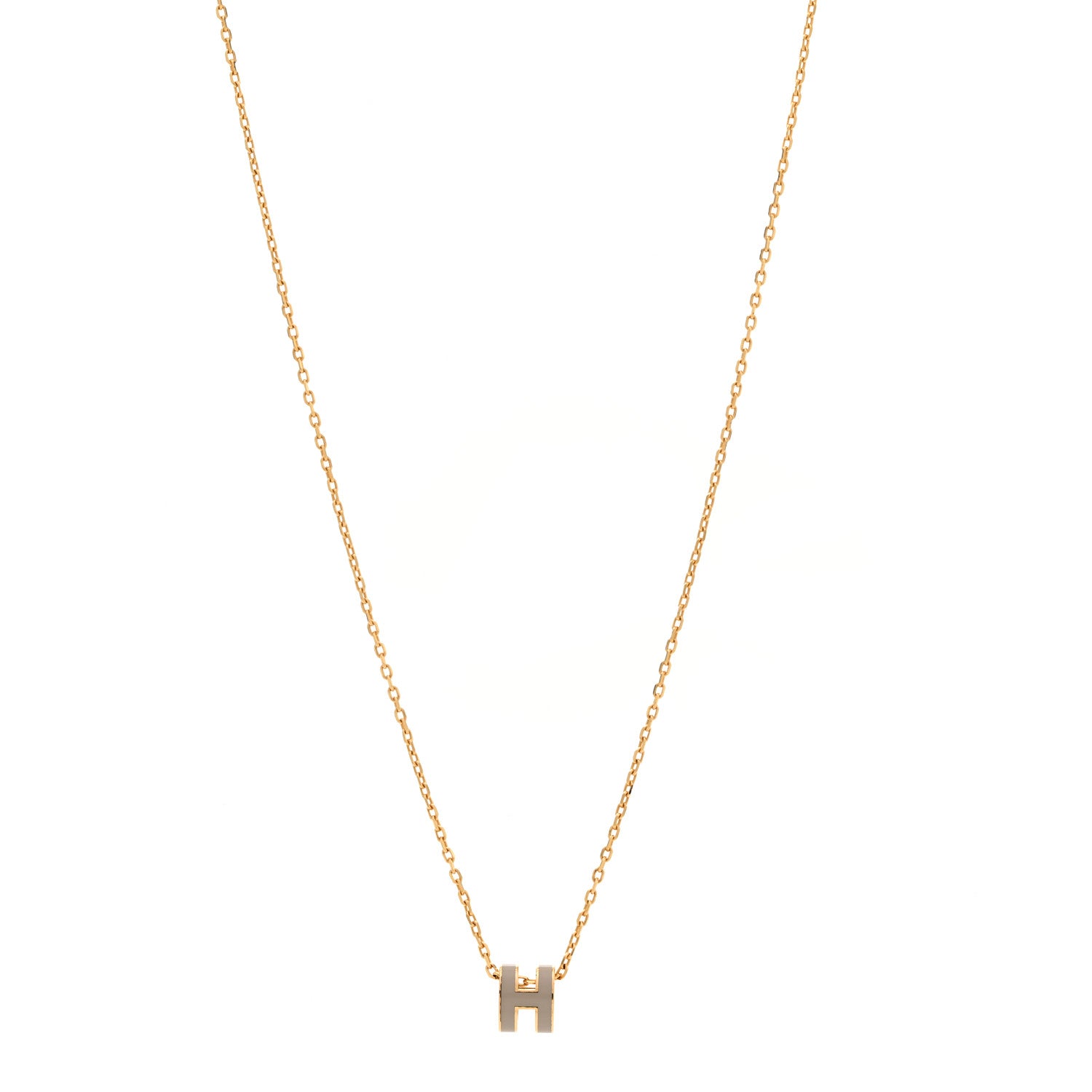 Hermes Lacquered Gold Mini Pop H Pendant Necklace Marron Glace 1 of 7