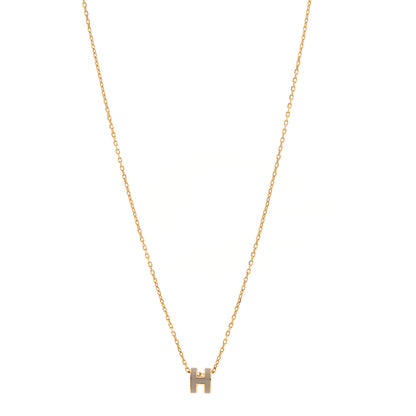 Hermes Lacquered Gold Mini Pop H Pendant Necklace Marron Glace 1 of 7