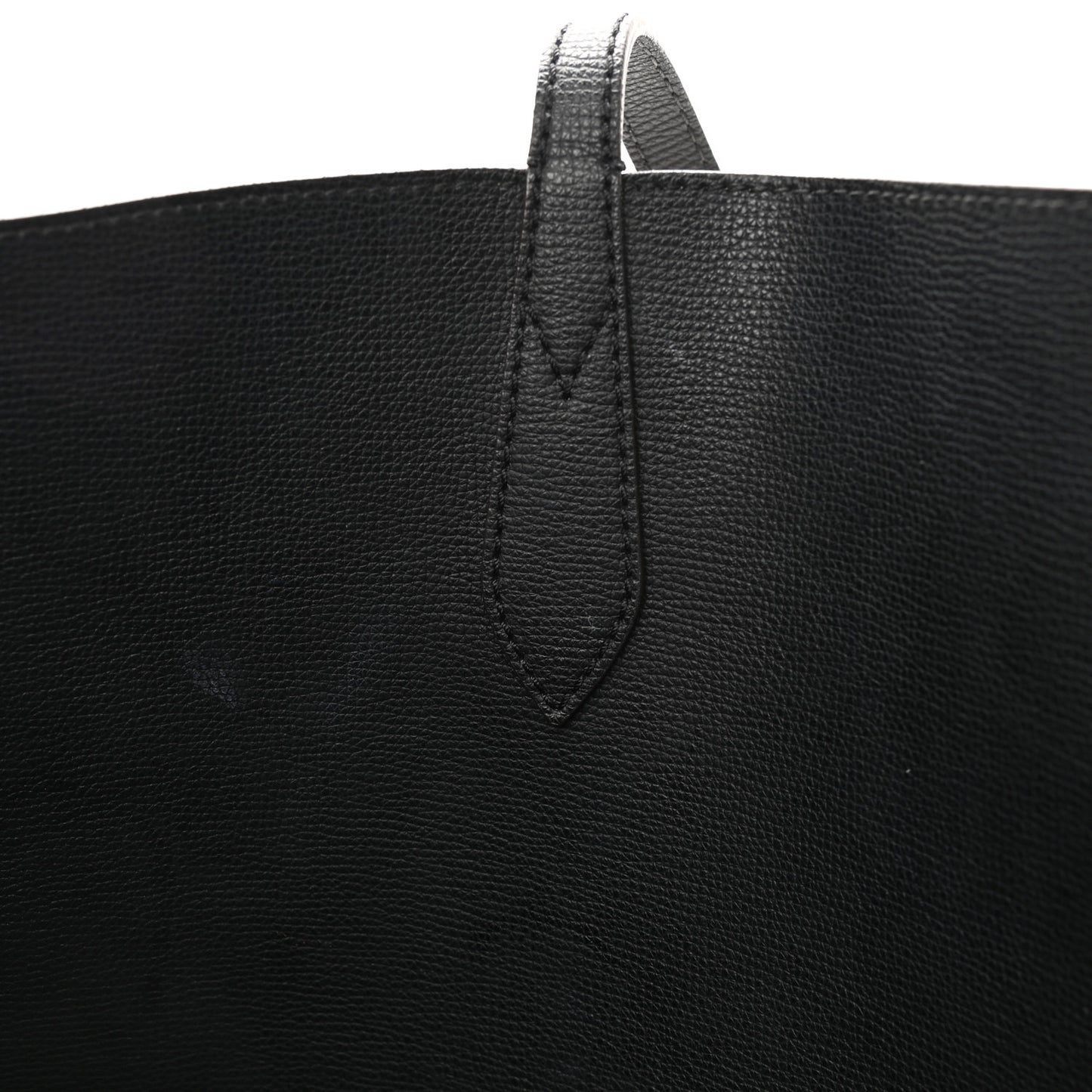 Grainy Calfskin Haymarket Check Medium Reversible Tote Black