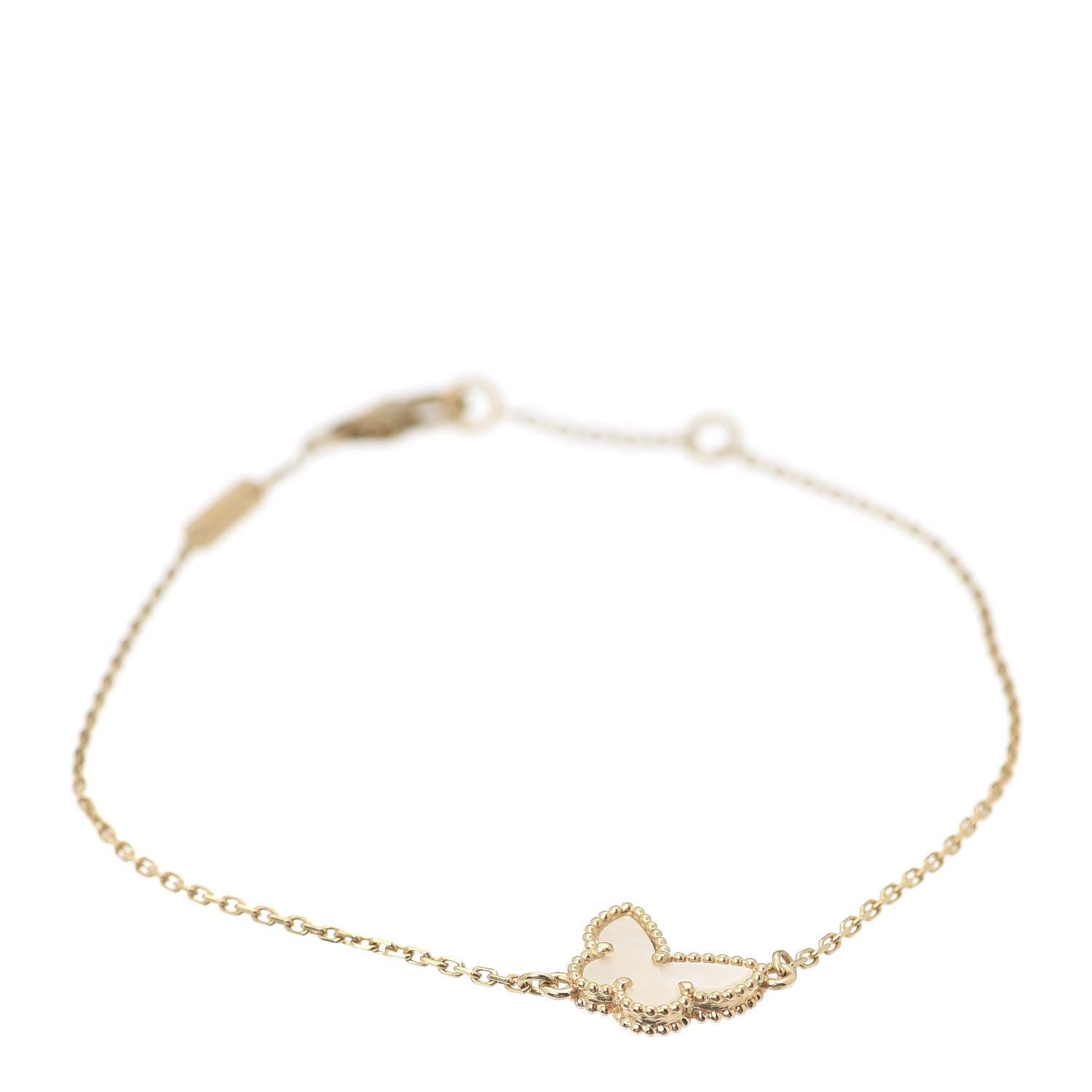 Van Cleef & Arpels 18K Yellow Gold Mother of Pearl Sweet Alhambra Butterfly Bracelet 1 of 8